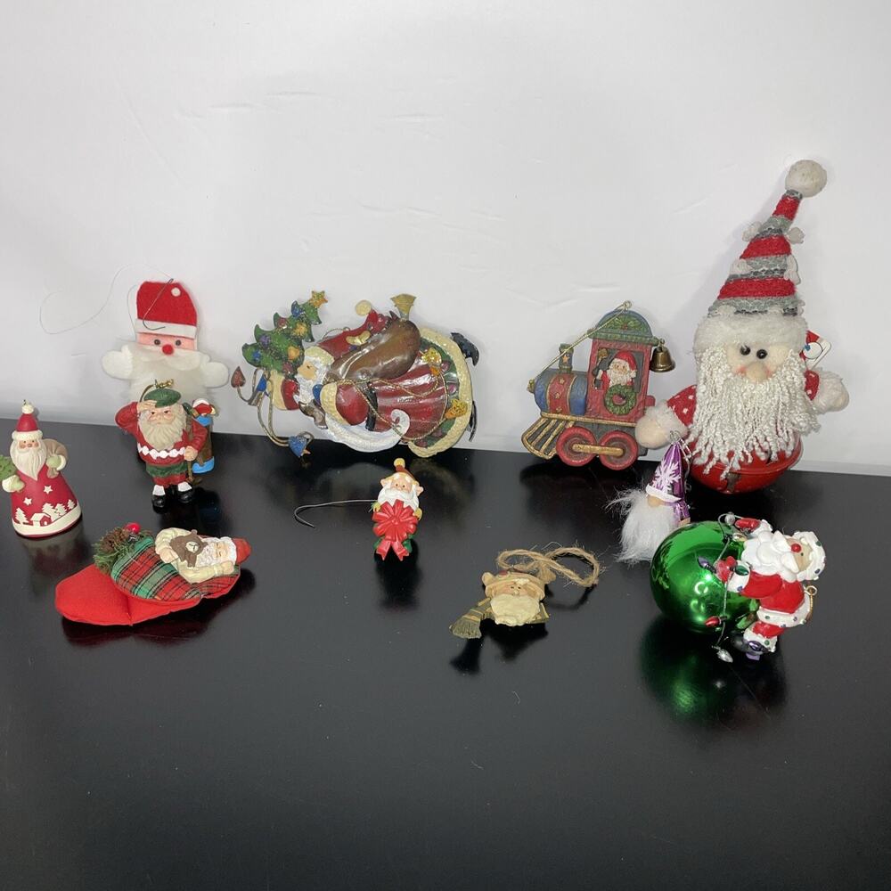 Lot Of 11 Santa Ornaments Christmas HoHoHo Holiday Decor Crafting Pieces